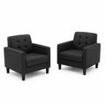Set di 2 Poltrone in Tessuto Nero