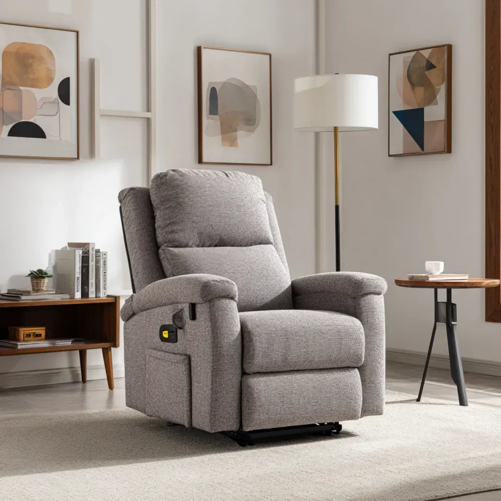 Recliner Chair Fabric Upholstery 35.4x33.5x39.4 in - Light Gray - Modern Design