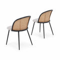 Set di 2 sedie in rattan con metallo nero e seduta in tessuto