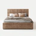 Double Bed - Faux Leather Upholstery 200x140x100 cm - Brown - Modern Design