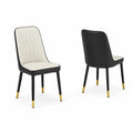 Sedia da pranzo in ecopelle bianco e nero con gambe in metallo dorato