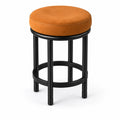 Round Metal Stool with Orange Microfiber Seat