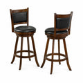 Solid wood bar stools with faux leather seat