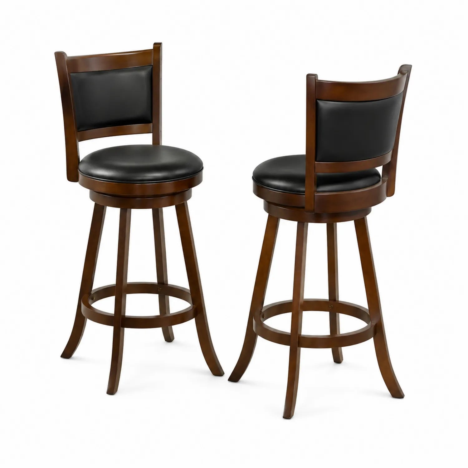 Solid wood bar stools with faux leather seat