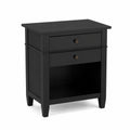 Comodino con Due Cassetti in Legno MDF Nero