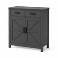 Grey Wooden Wardrobe with Two Drawers and Two Doors
