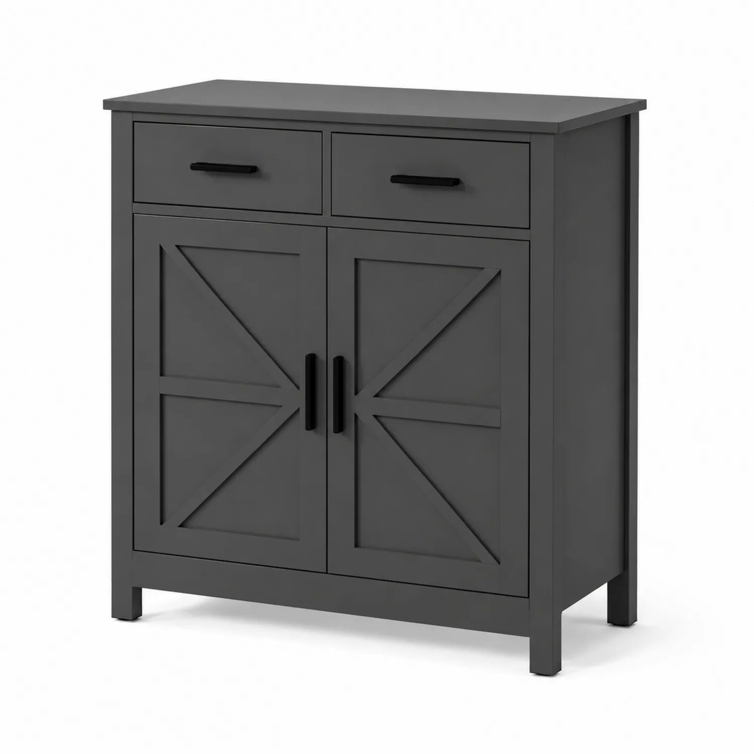 Grey Wooden Wardrobe with Two Drawers and Two Doors