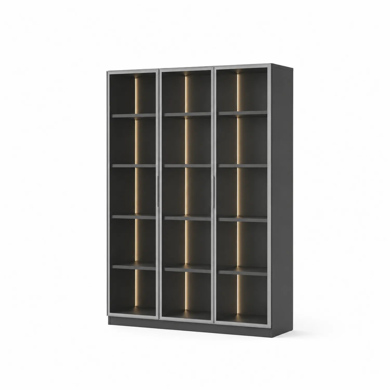 Bookcase in aluminium with LED, 180x40x200 cm, Grey