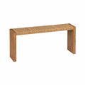 Console in Oak Wood and Woven Rattan 120x30x75 cm