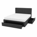 Double bed with storage in grey fabric 200x160 cm