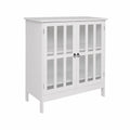 Sideboard in Wood with White Tempered Glass Doors