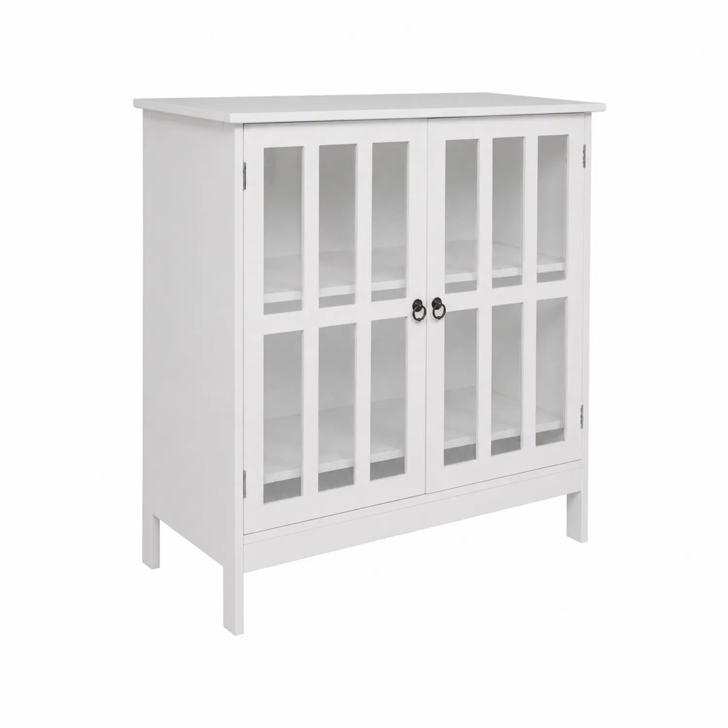 Sideboard in Wood with White Tempered Glass Doors