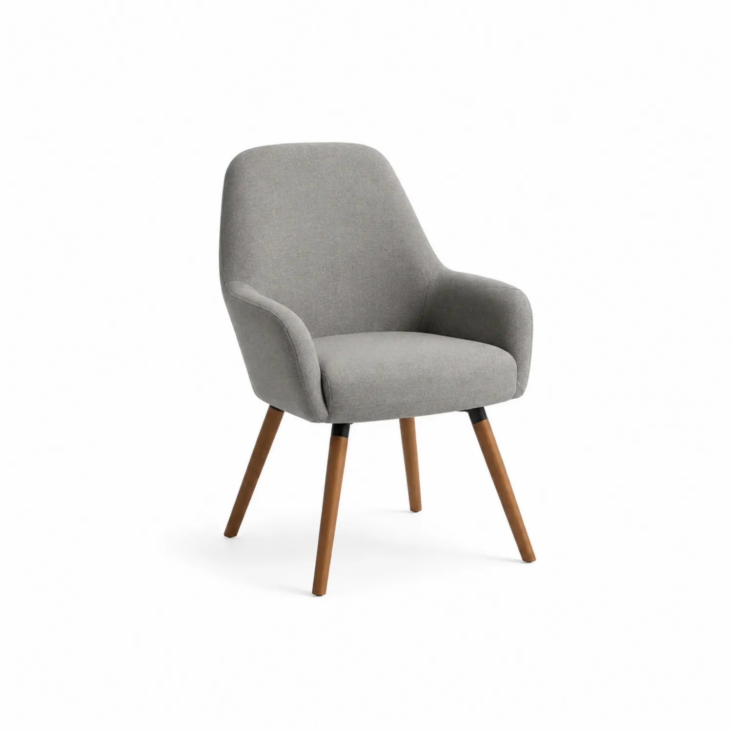 Sedia in tessuto grigio con gambe in legno