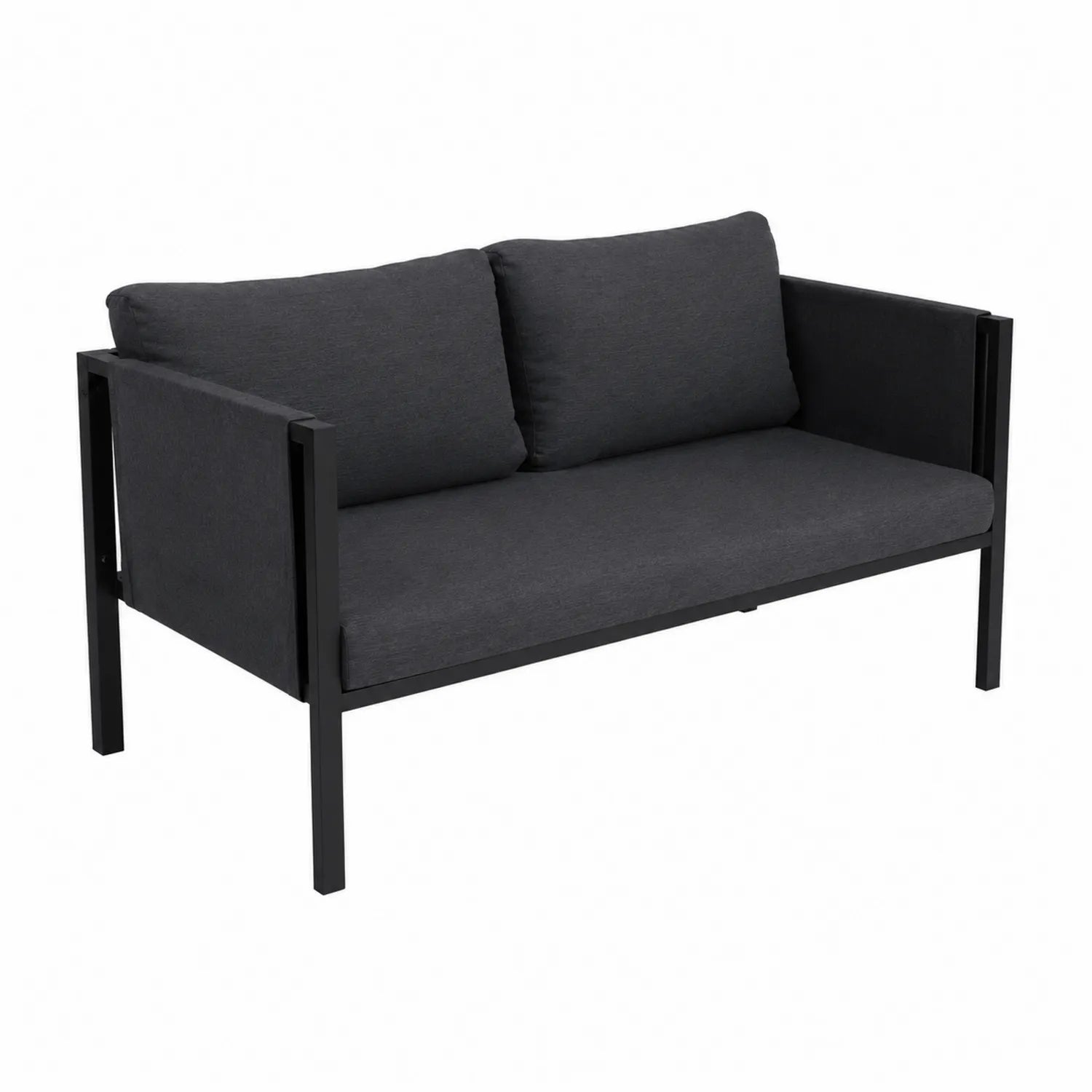 Divano in metallo e tessuto poliestere grigio 140x70x75 cm