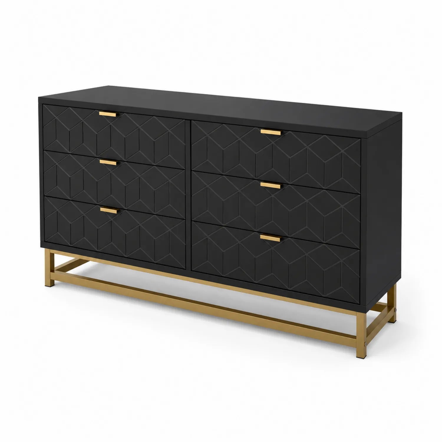 Modern chest of drawers 6 drawers black and metal