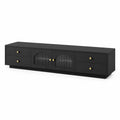 Mobile TV in legno nero con vetro temperato e ottone 180 cm