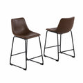 Set di 2 sgabelli in ecopelle marrone e metallo nero