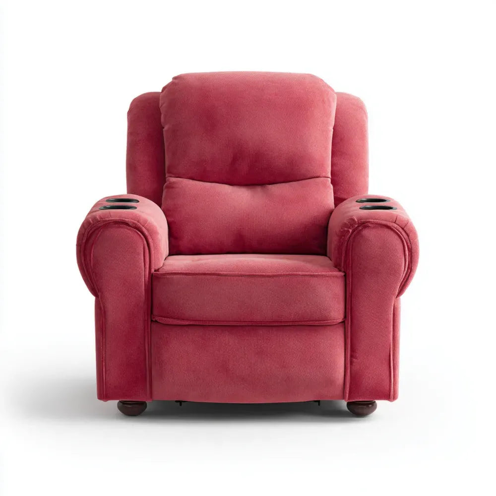 Recliner Armchair Soft Fabric Upholstery 85x90x100 cm - Red - Contemporary Style