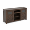 Mobile TV in legno con ante di vetro temperato, 150x45x75 cm, Marrone