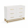 Cassettiera in MDF bianco e metallo oro con 6 cassetti