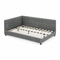 Letto angolare in legno rivestito in velluto grigio 200x140 cm