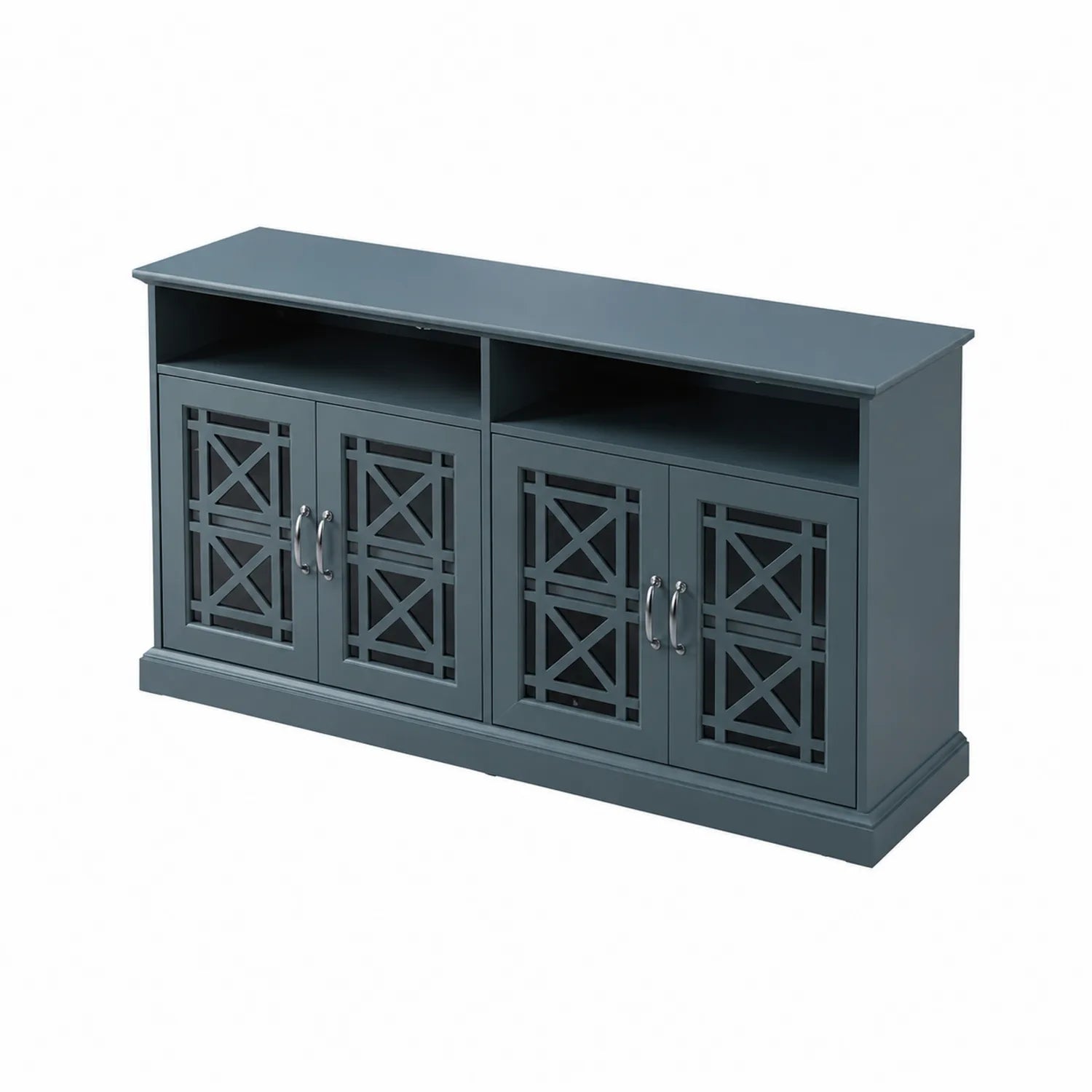 Mobile TV in Legno Blu con Ante Intarsiate 120x35x70 cm