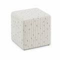 Pouf Cubo in Legno e Poliestere 40x40x40 cm Beige/Maculato