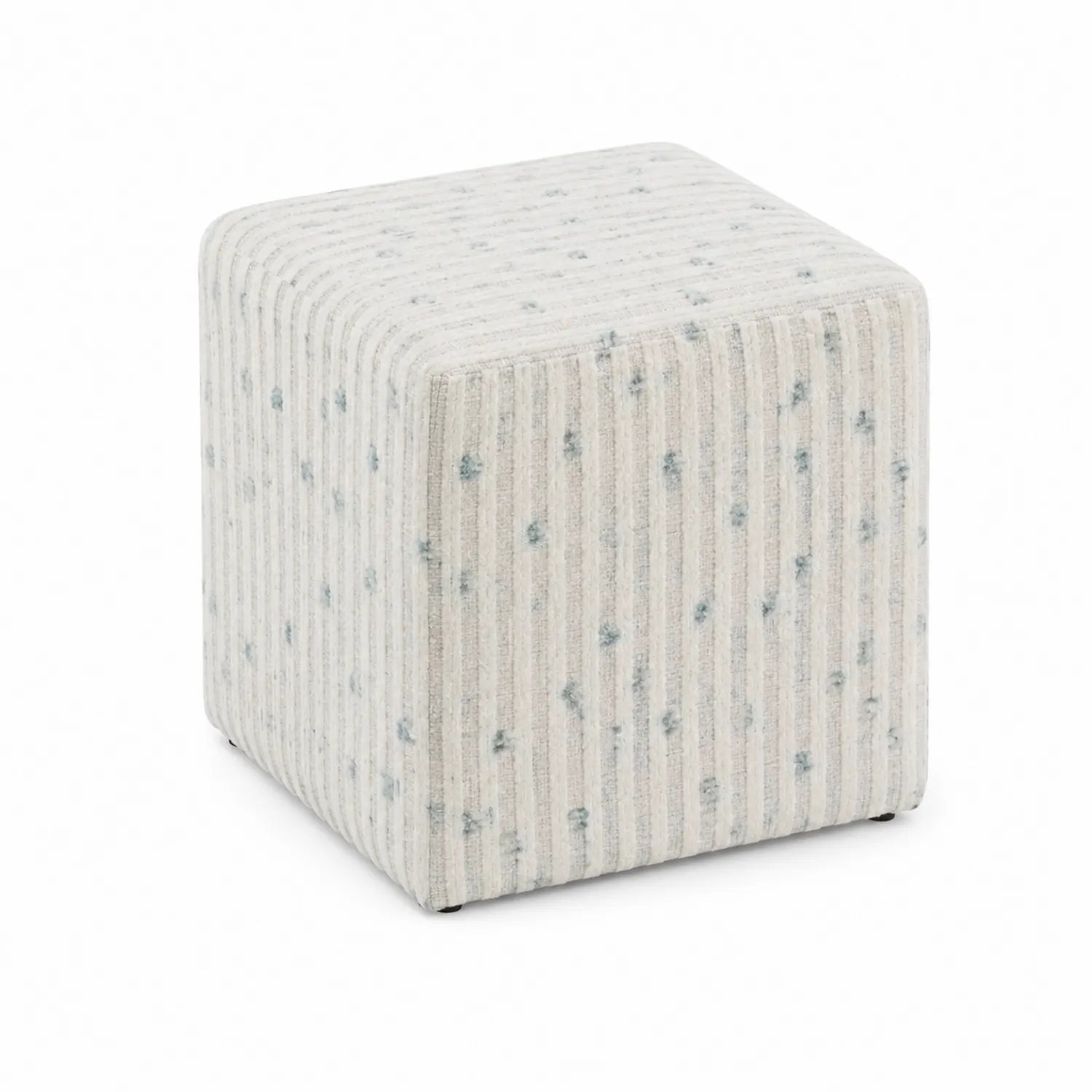 Pouf Cube in Wood and Polyester 40x40x40 cm Beige/Spotted