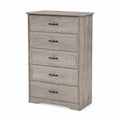 Cassettiera 5 cassetti in legno MDF Grigio 90x45x130 cm