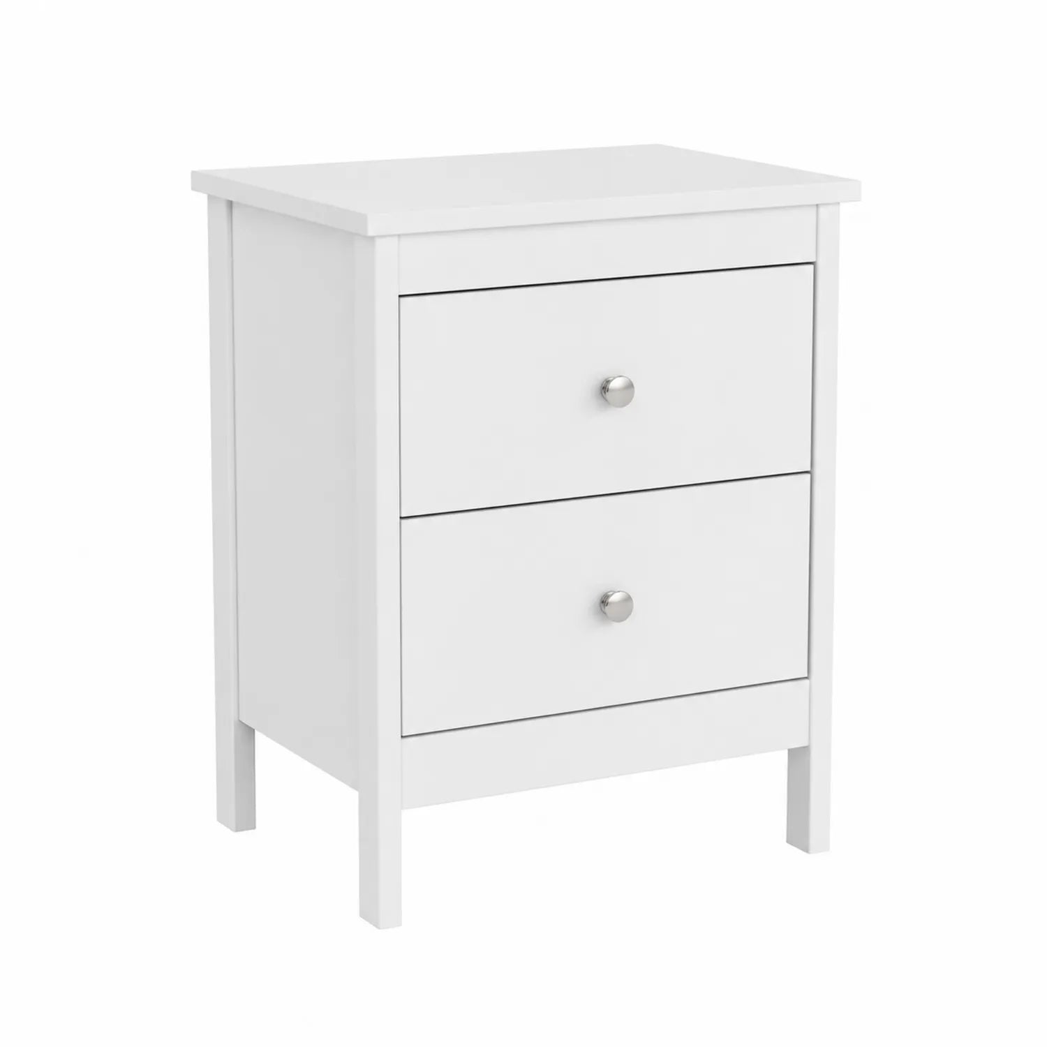 Bedside table with 2 drawers in white MDF