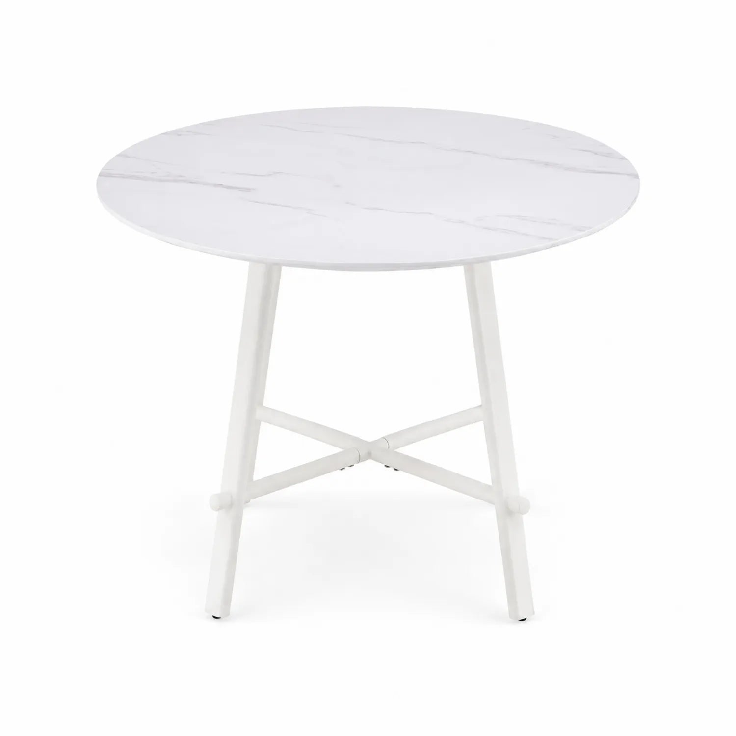 Artificial marble round table with steel frame