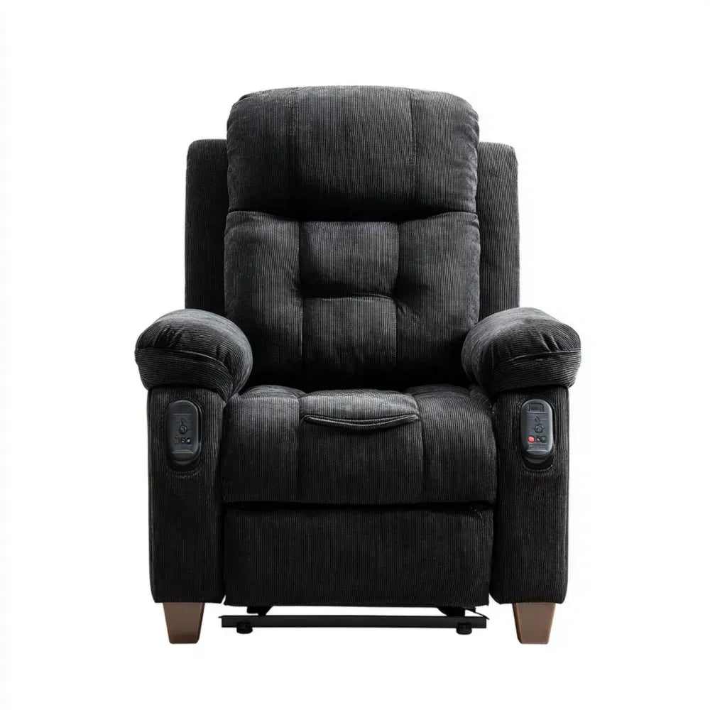 Recliner Chair Fabric 102x90x105 cm - Black - Modern Design
