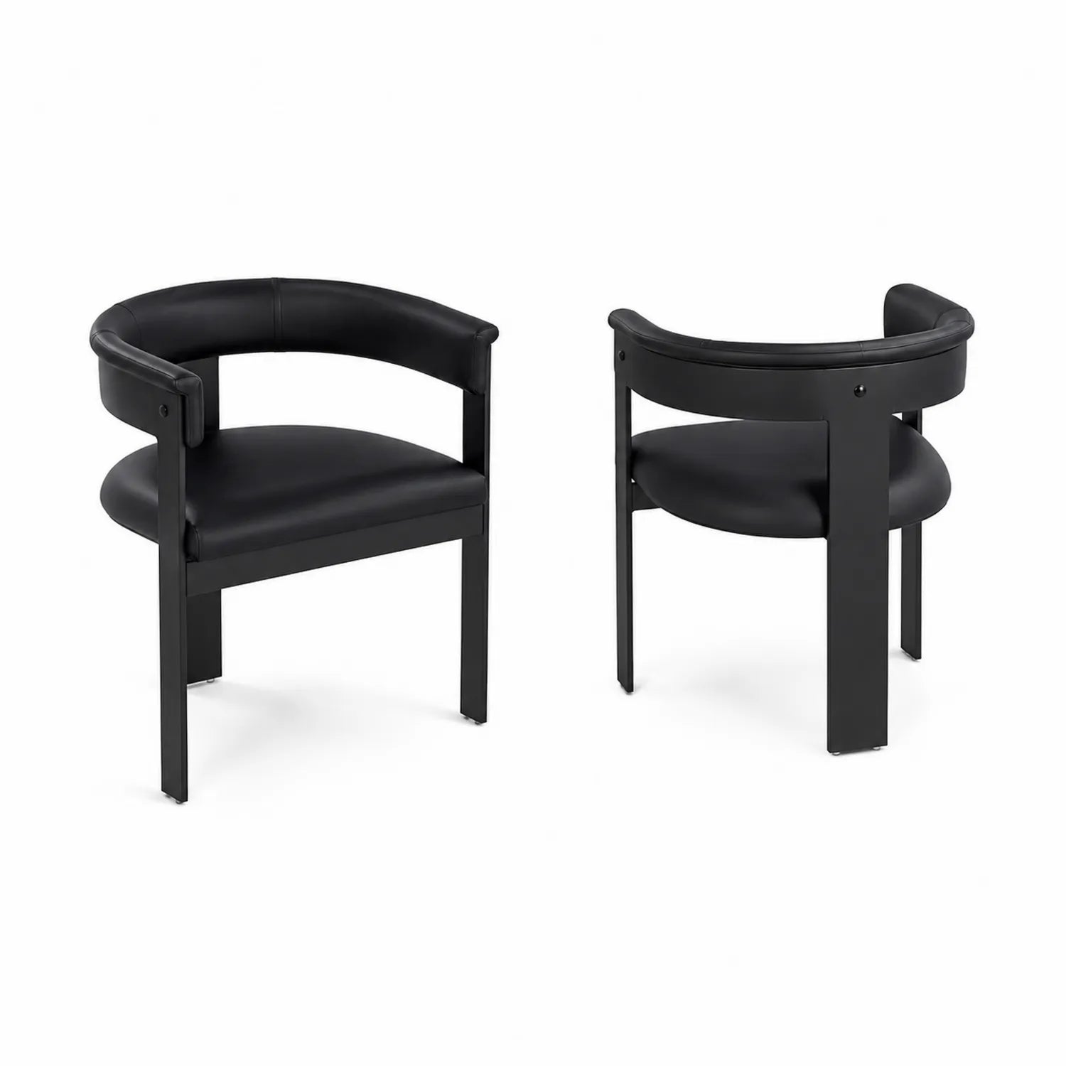 Black Metal and Leather Dining Chair