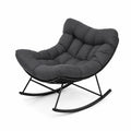 Metal rocking chair with anthracite grey fabric upholstery