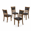 Set of 4 Chairs in Wood and Black Faux Leather