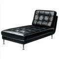 Modern Chaise Lounge Leather Upholstery 180x80x70 cm - Black