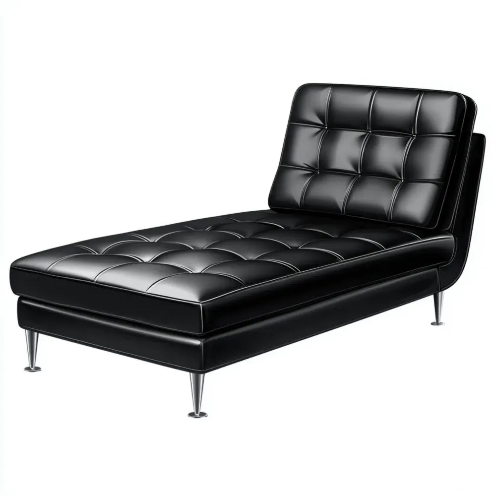 Modern Chaise Lounge Leather Upholstery 180x80x70 cm - Black