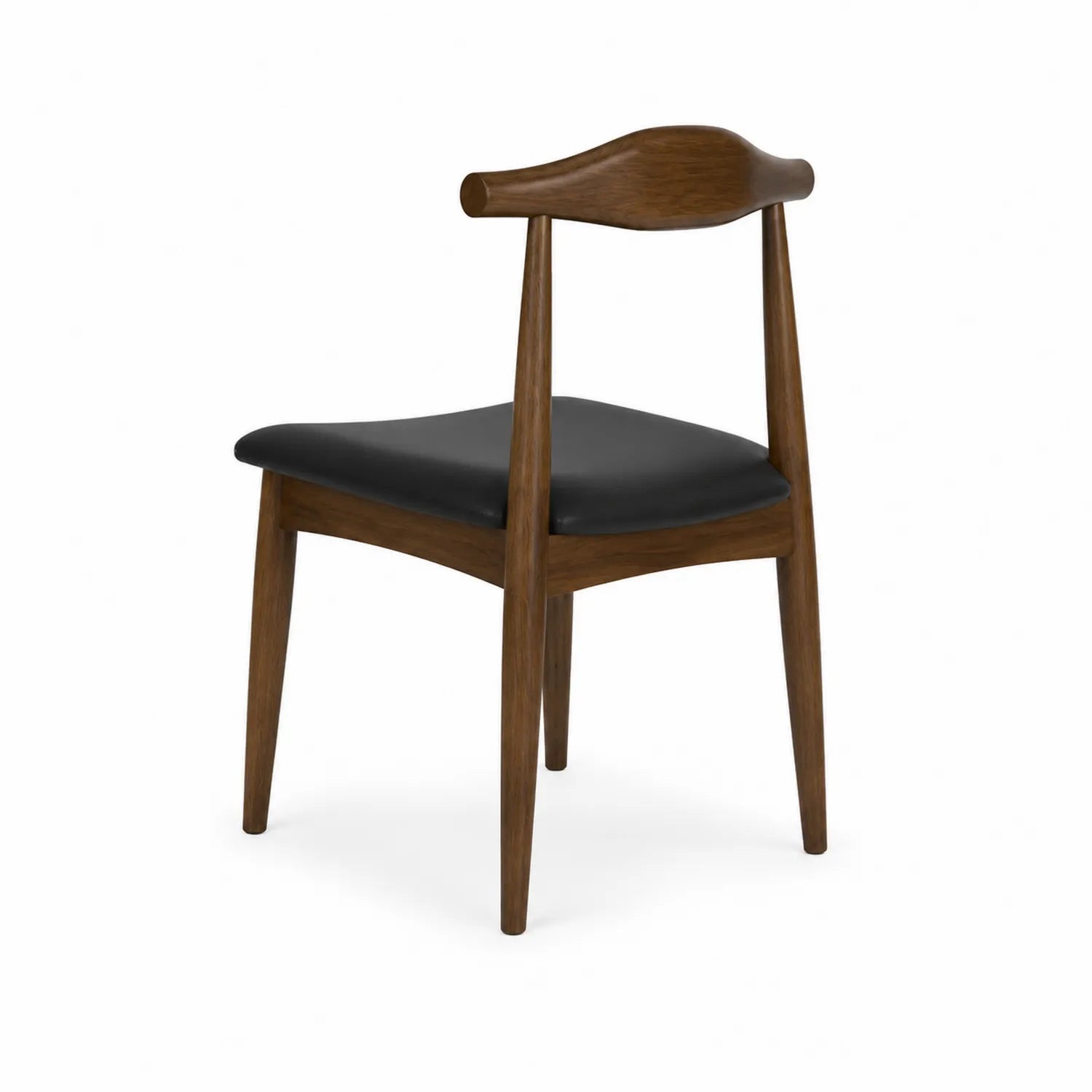 Dining chair in wood with black faux leather seat