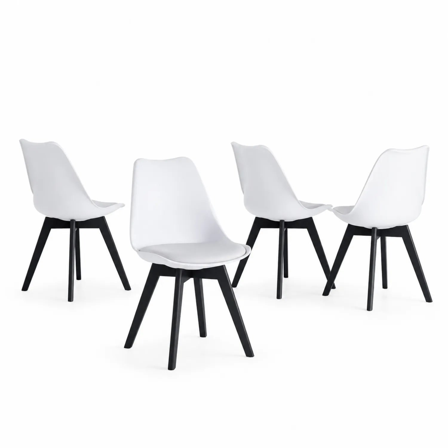 Set of 4 Plastic Chairs with Black Wooden Legs