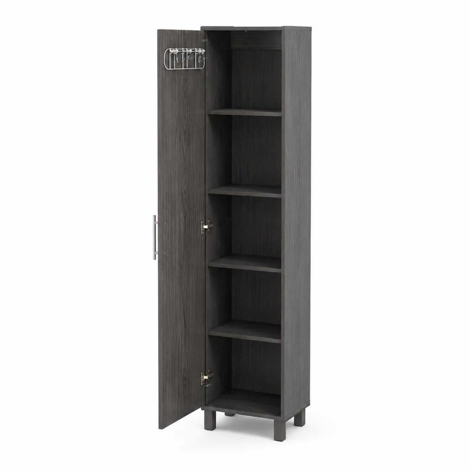 Armadio Alto in Legno MDF Grigio Scuro 180x40x30 cm