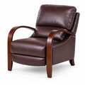 Brown Faux Leather Armchair with Solid Wood Frame