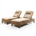 Patio Recliner Set - Wicker 2-Piece Adjustable 200x70x35 cm - Beige Cushions