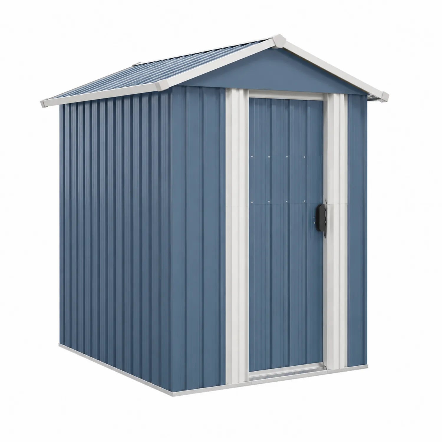Blue Galvanized Metal Garden Shed 213x130x185 cm