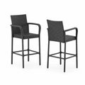 Set di 2 sgabelli da bar in Polyrattan Nero