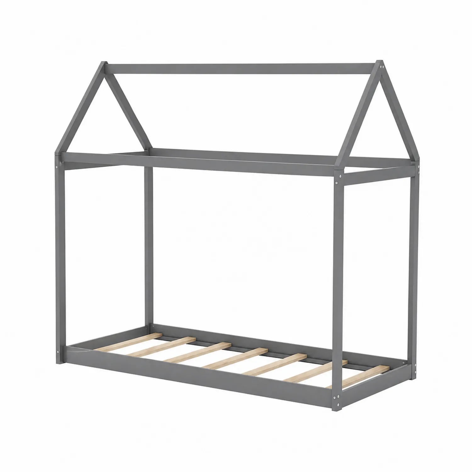 Letto per Bambini a Casetta in Metallo Grigio