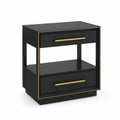 Comodino nero con maniglie dorate in MDF