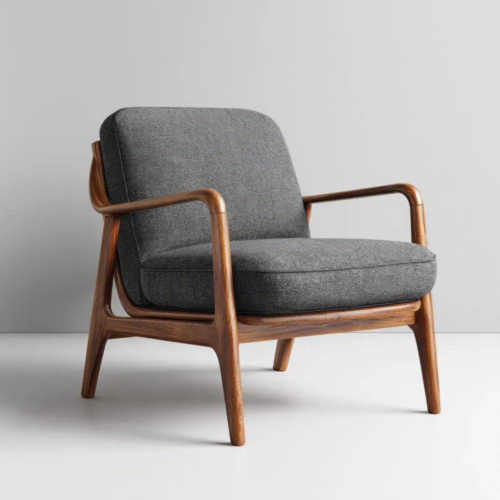 Armchair Fabric Upholstery 80x75x90 cm - Dark Gray - Mid-Century Modern Design