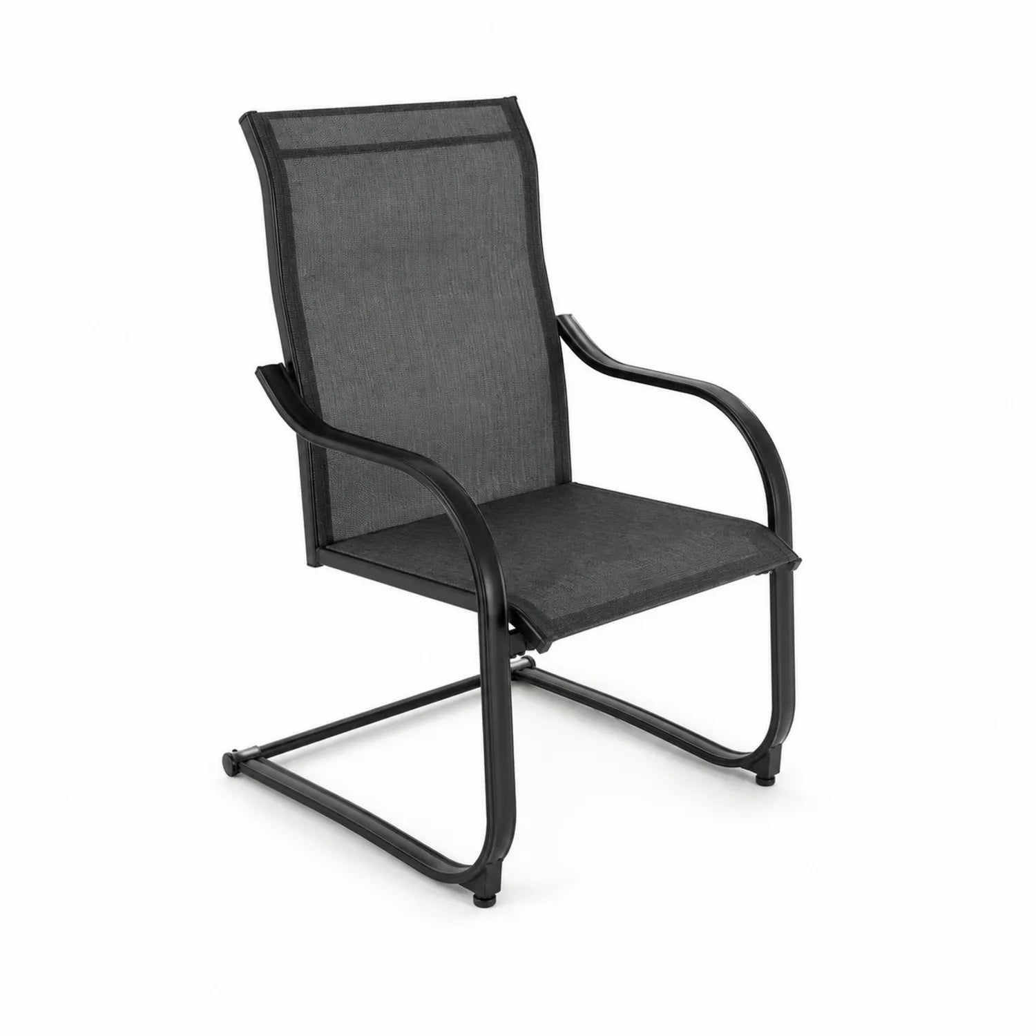 Black Polyester Fabric Steel Chair