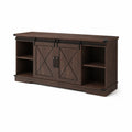 Brown MDF wooden sideboard with sliding doors