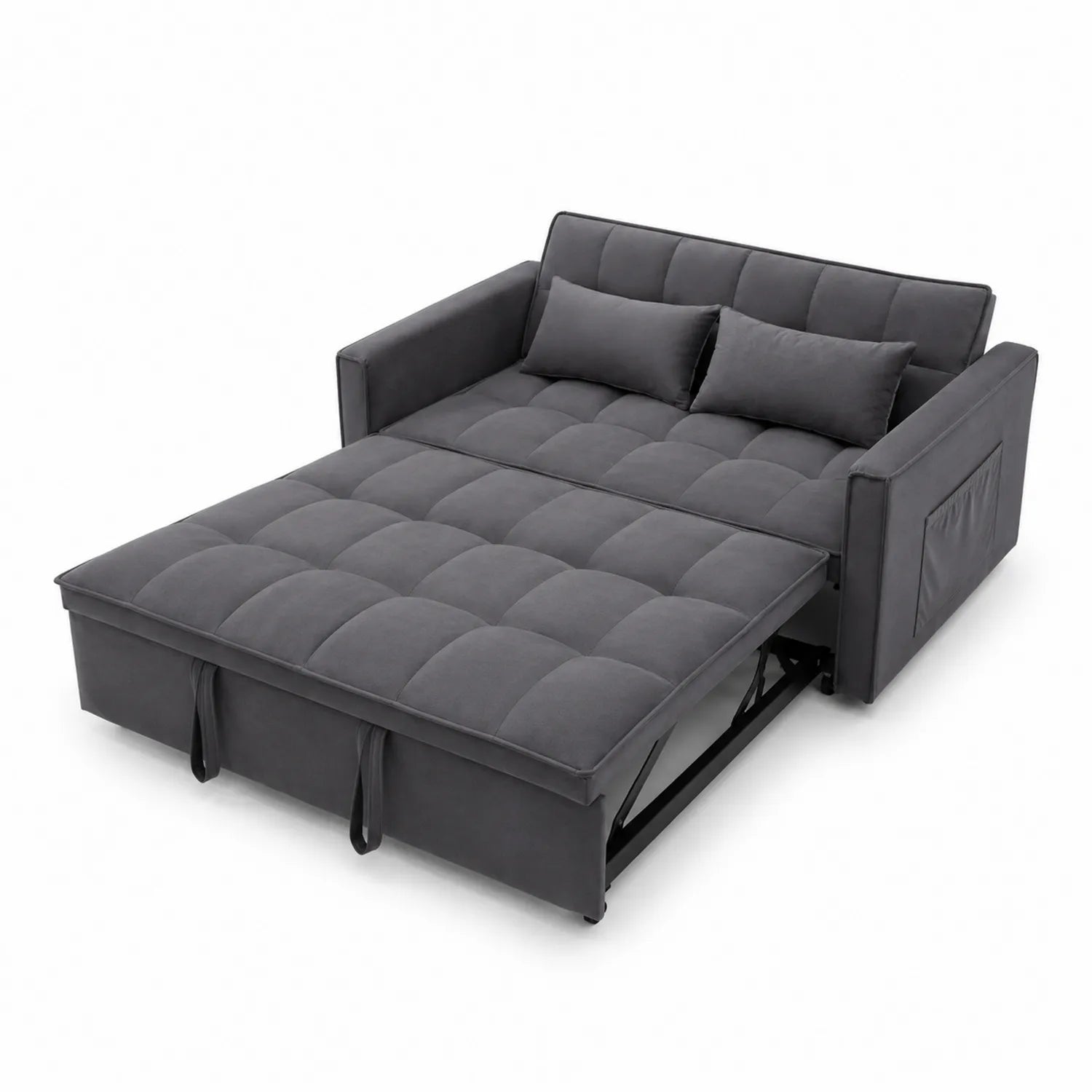 Sofa bed in Polyester and Grey Metal